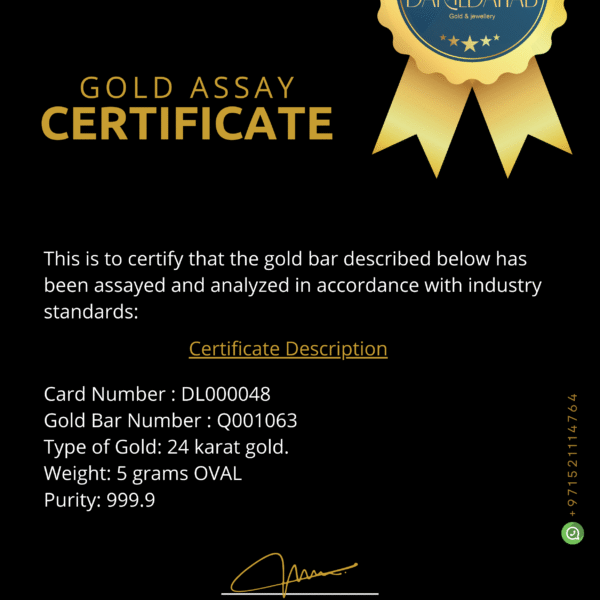 Daraldahab gold assay certificate